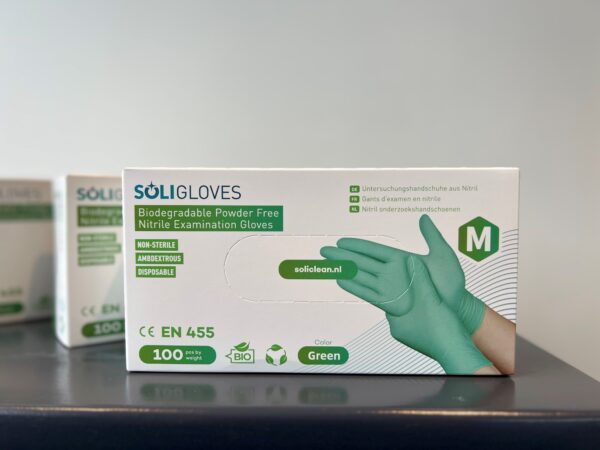 Nitril handschoen SOLI BIO groen ongep. maat M doos 100 st.