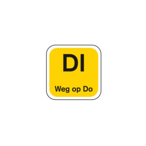 Daglabel 'Di weg op Do' afwasbaar 19x19 mm rol 1000 stuks