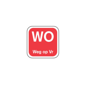 Daglabel 'Wo weg op Vr' afwasbaar 19x19 mm rol 1000 stuks
