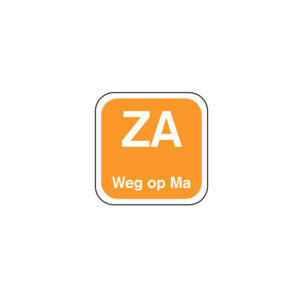 Daglabel 'Za weg op Ma' afwasbaar 19x19 mm rol 1000 stuks