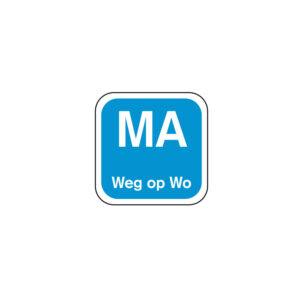 Daglabel 'Ma weg op Wo' afwasbaar 19x19 mm rol 1000 stuks