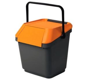 Afvalbak stapelbaar EasyMax 35 liter - grijs, oranje